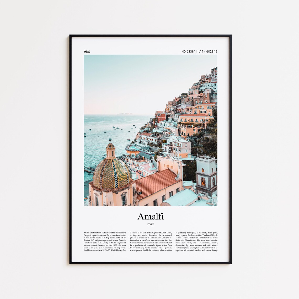 Amalfi Italy Coast Cliffside Town Colorful Houses Sea Photo Poster