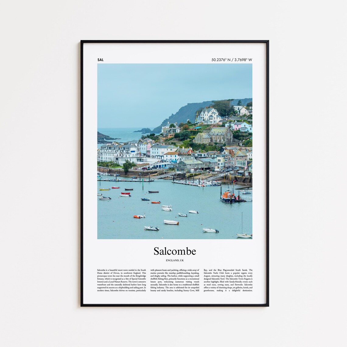 Salcombe Color Print Travel Poster, Minimal City