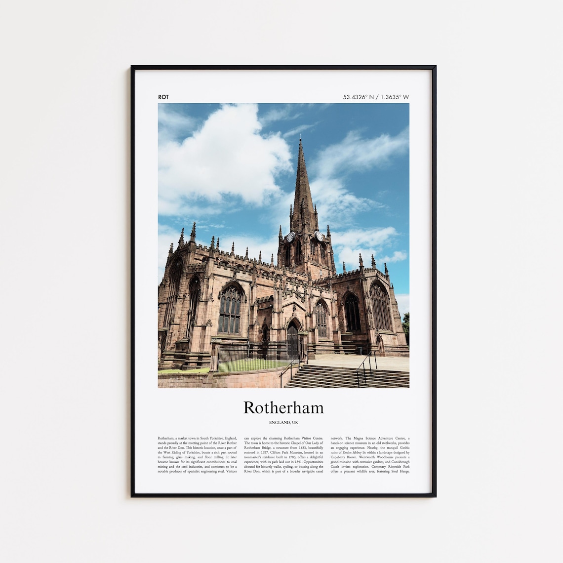 Rotherham England Historic Minster Church Photo Travel Poster