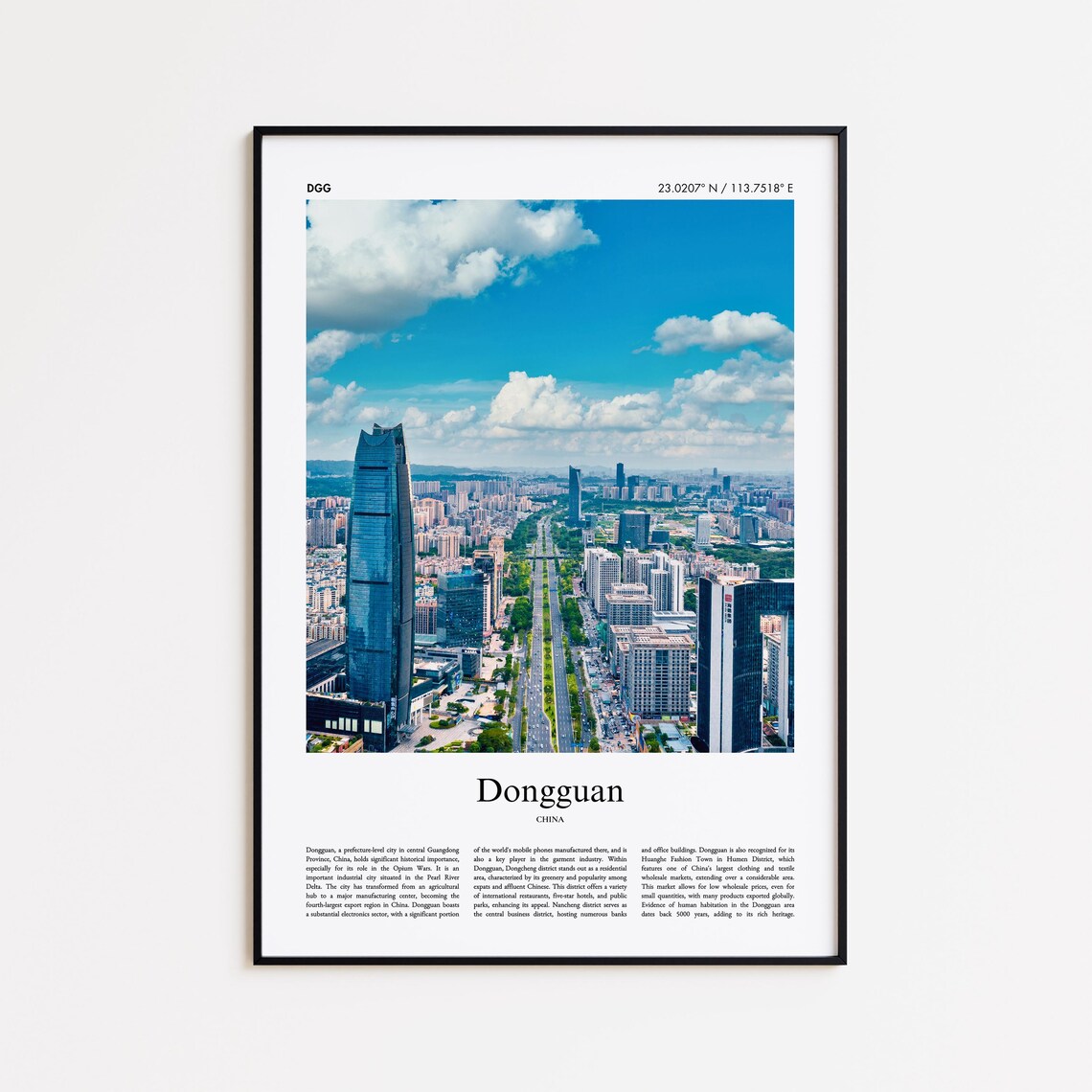 Dongguan China Modern Skyline Aerial City Photo Travel Poster