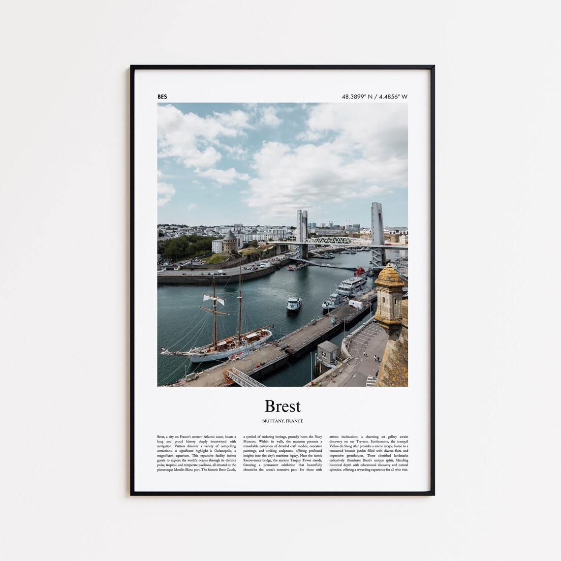 Brest France Brittany Harbor Tall Ship Drawbridge Port Photo Poster