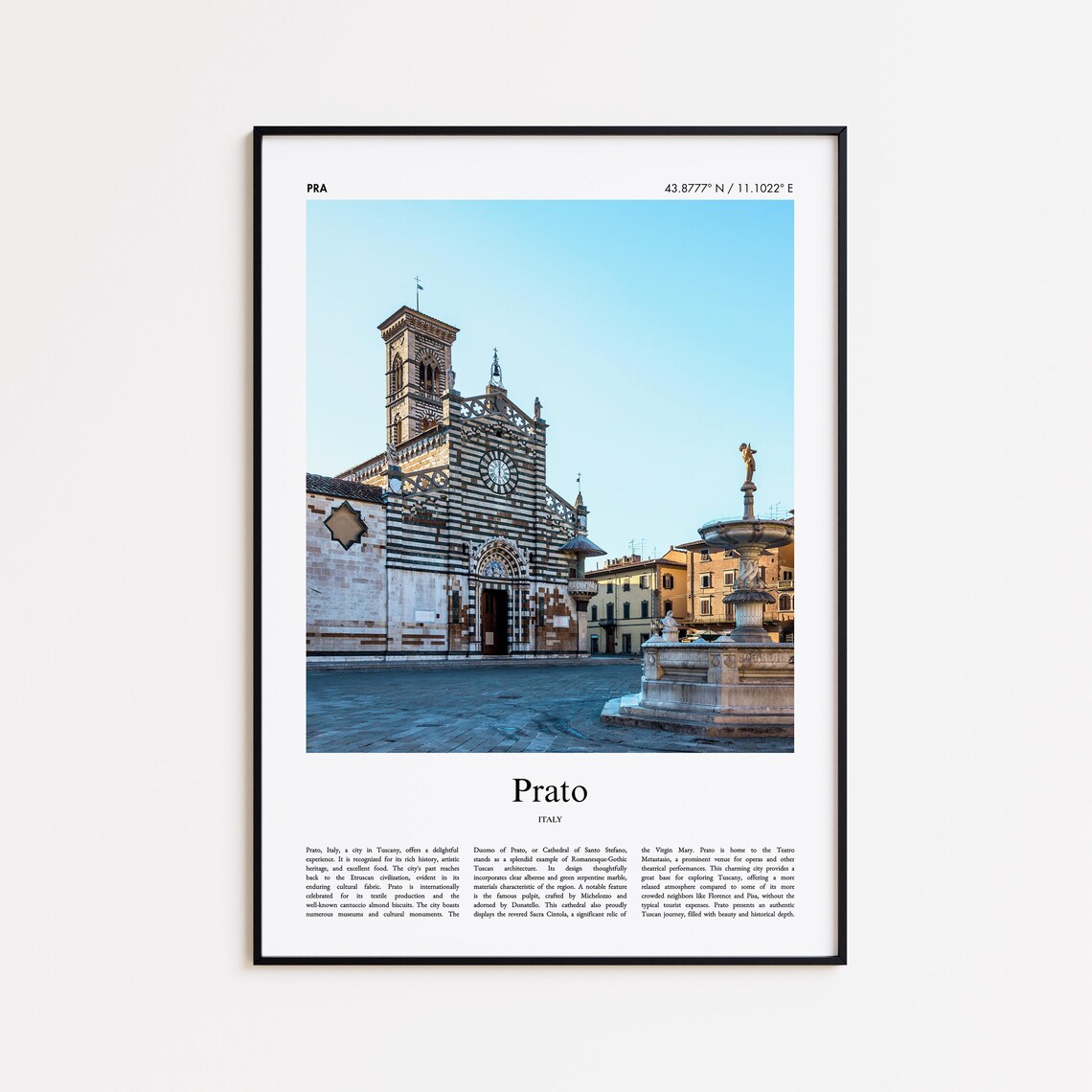 Prato Italy Duomo Cathedral Fountain Travel Photography Poster