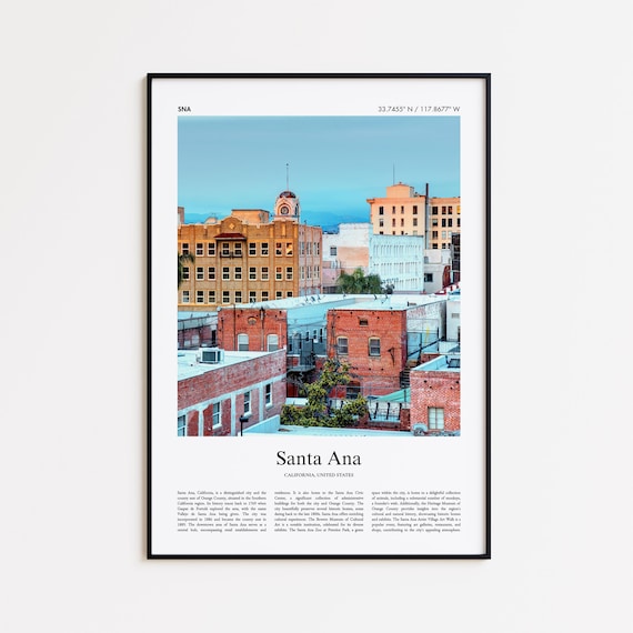 Santa Ana California Historic Downtown Buildings City Travel Poster
