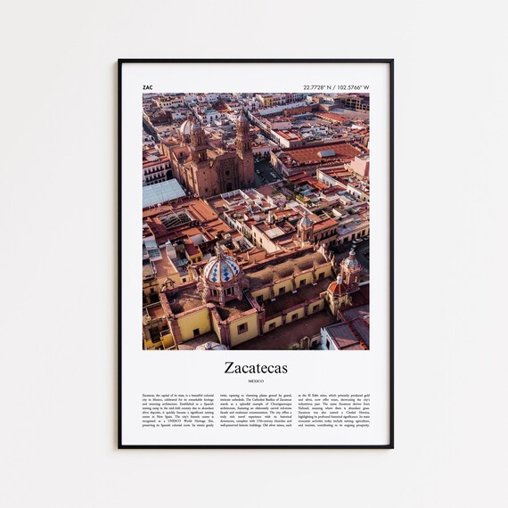 Zacatecas Color Print Real Photo Poster Travel Gift Mexico Minimal City Wall Art