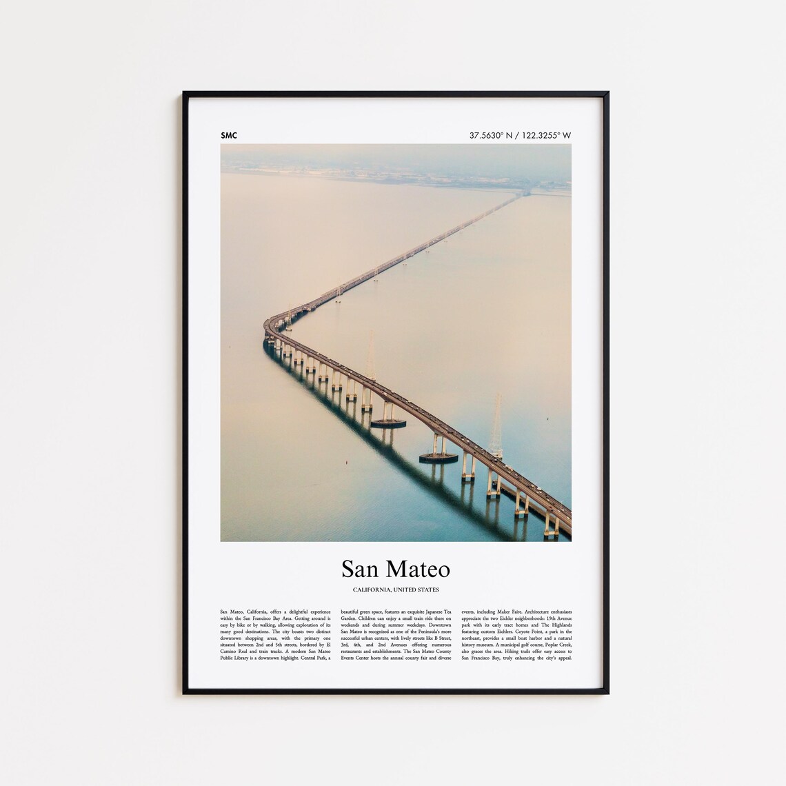 San Mateo California Bridge Across The Bay Aerial Photo Poster