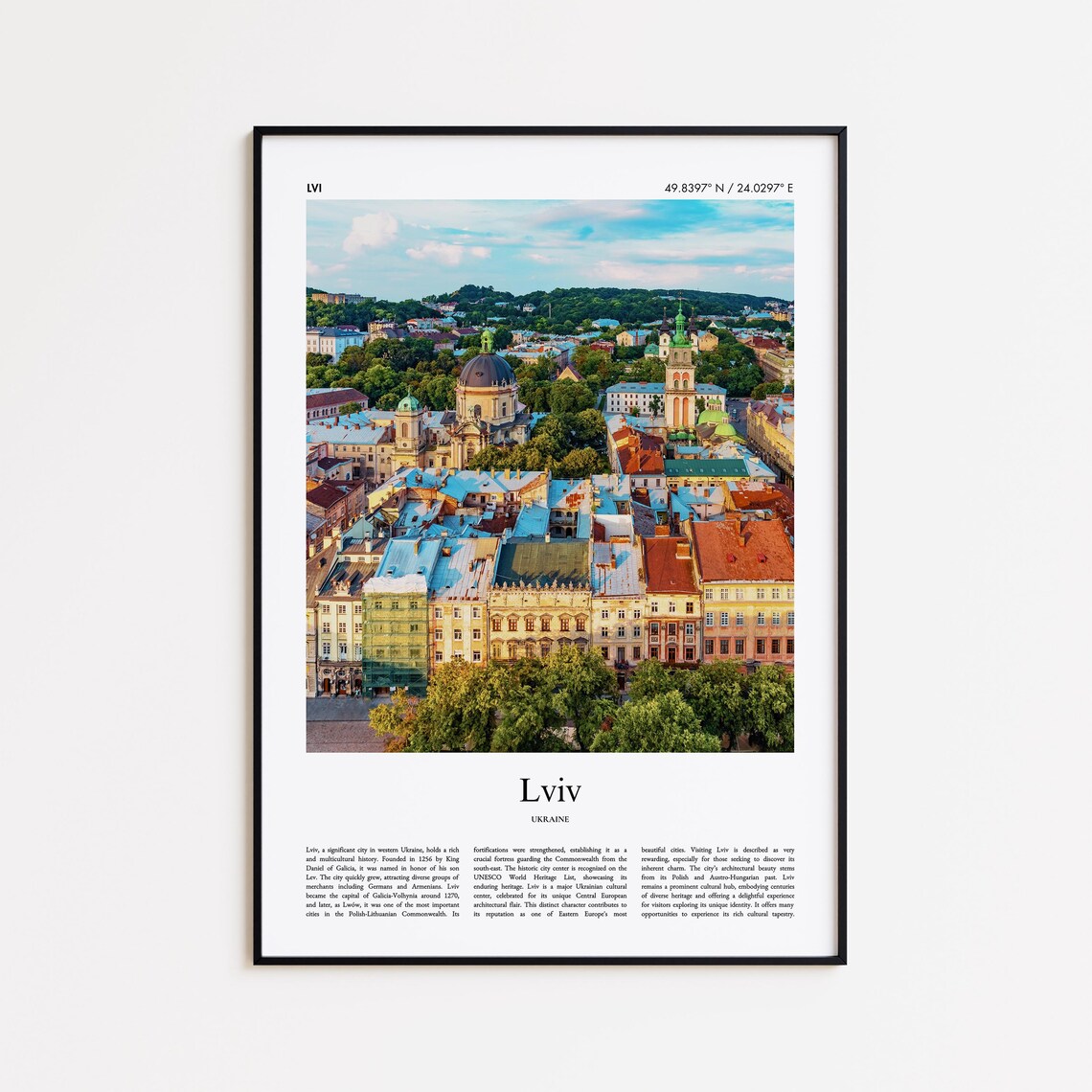 Lviv Ukraine Old Town Aerial Photography Golden Light Poster