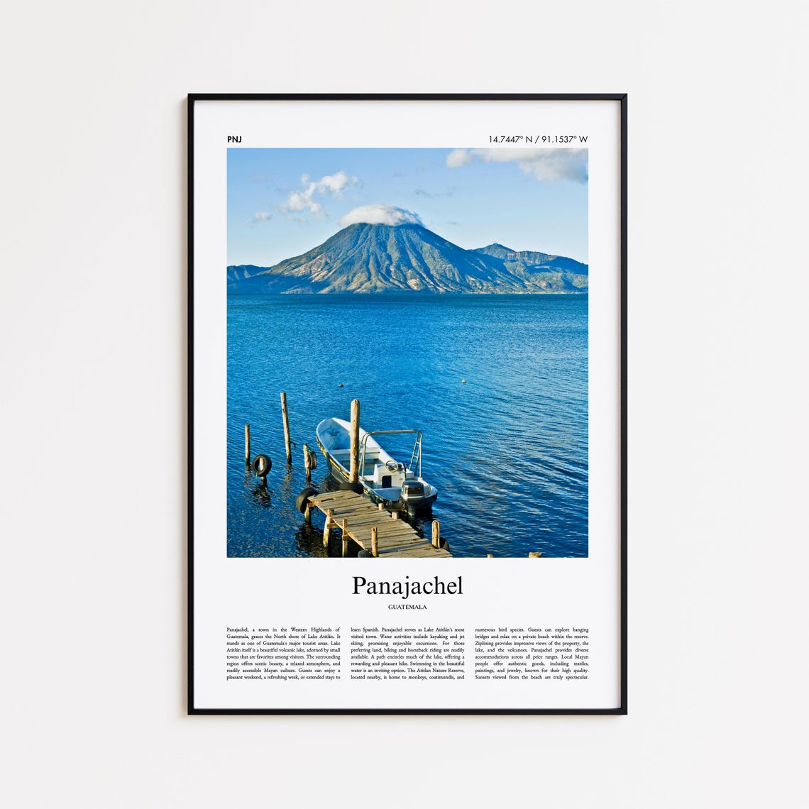 Panajachel Guatemala Lake Atitlan Dock Volcano Minimalist Photo Poster