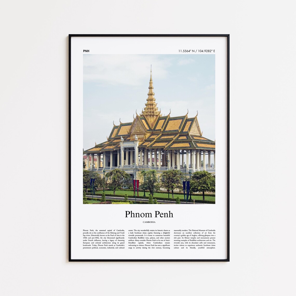 Phnom Penh Cambodia Royal Palace Golden Roofs Complex Travel Poster