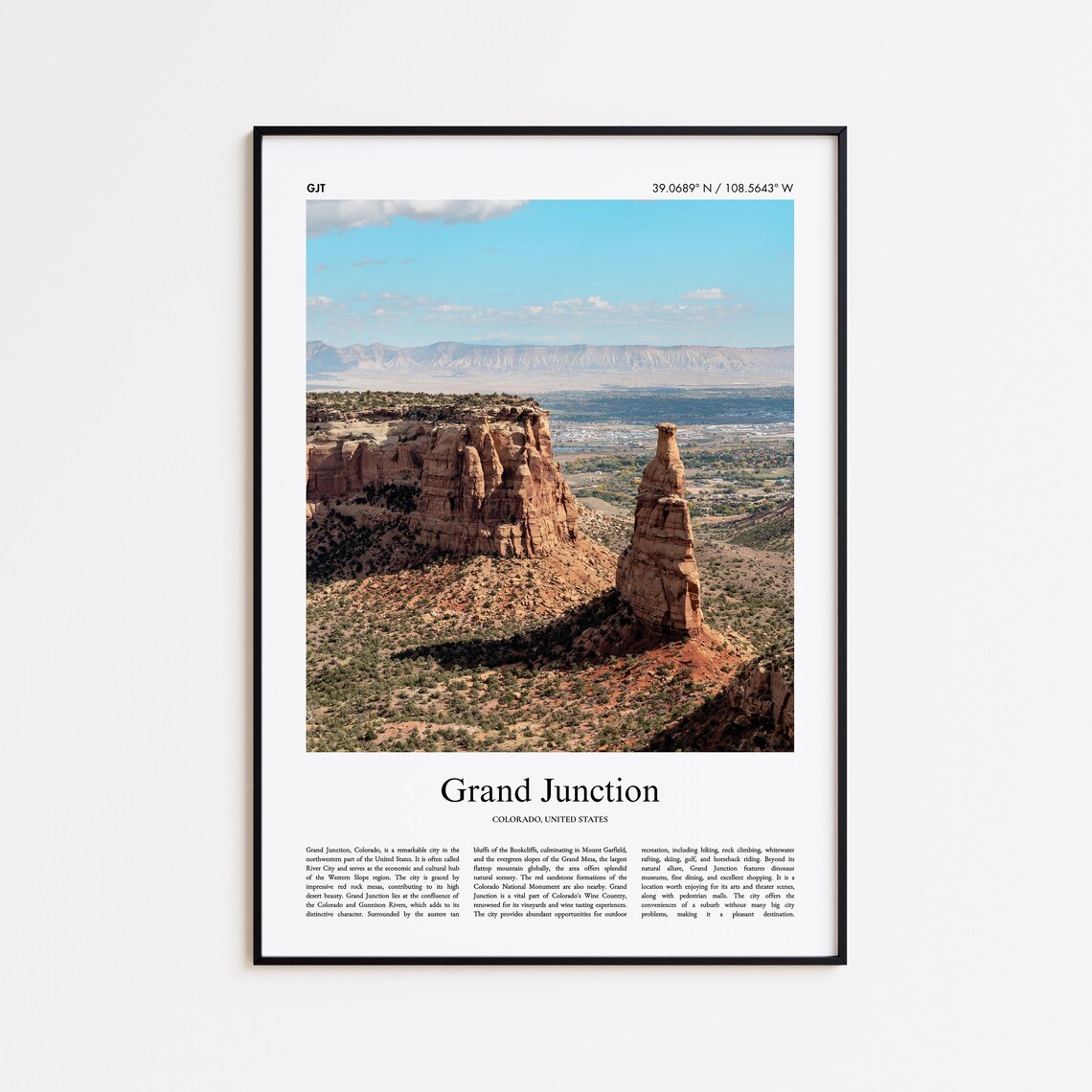 Grand Junction Colorado Red Rock Desert Landscape Photo Travel Poster