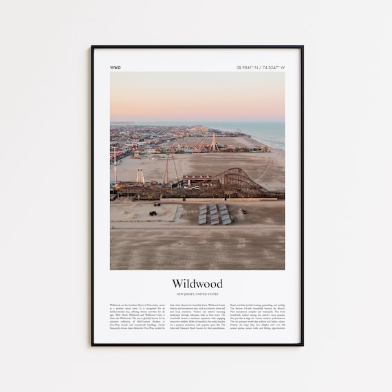 Wildwood Color Travel Poster, New Jersey Minimal