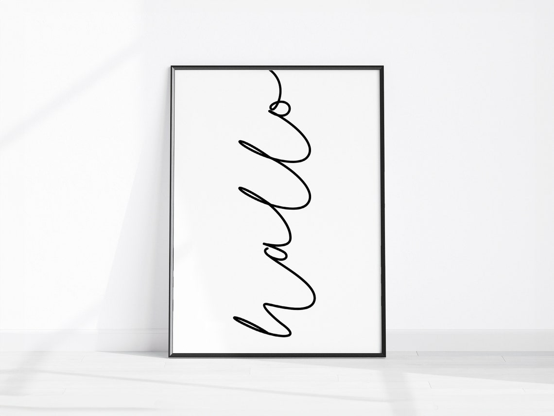 Hallo Script Typography Minimalist Entryway Welcome Wall Art