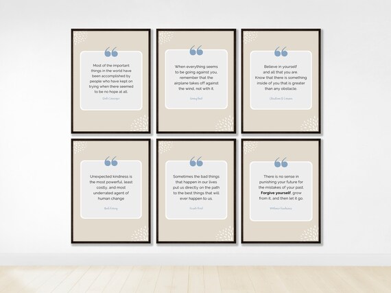 Set Of 6 Inspiring Quotes Motivational Print Famous Motivating Quote Office Decor Inspirational Wall Art Prints Classroom Poster