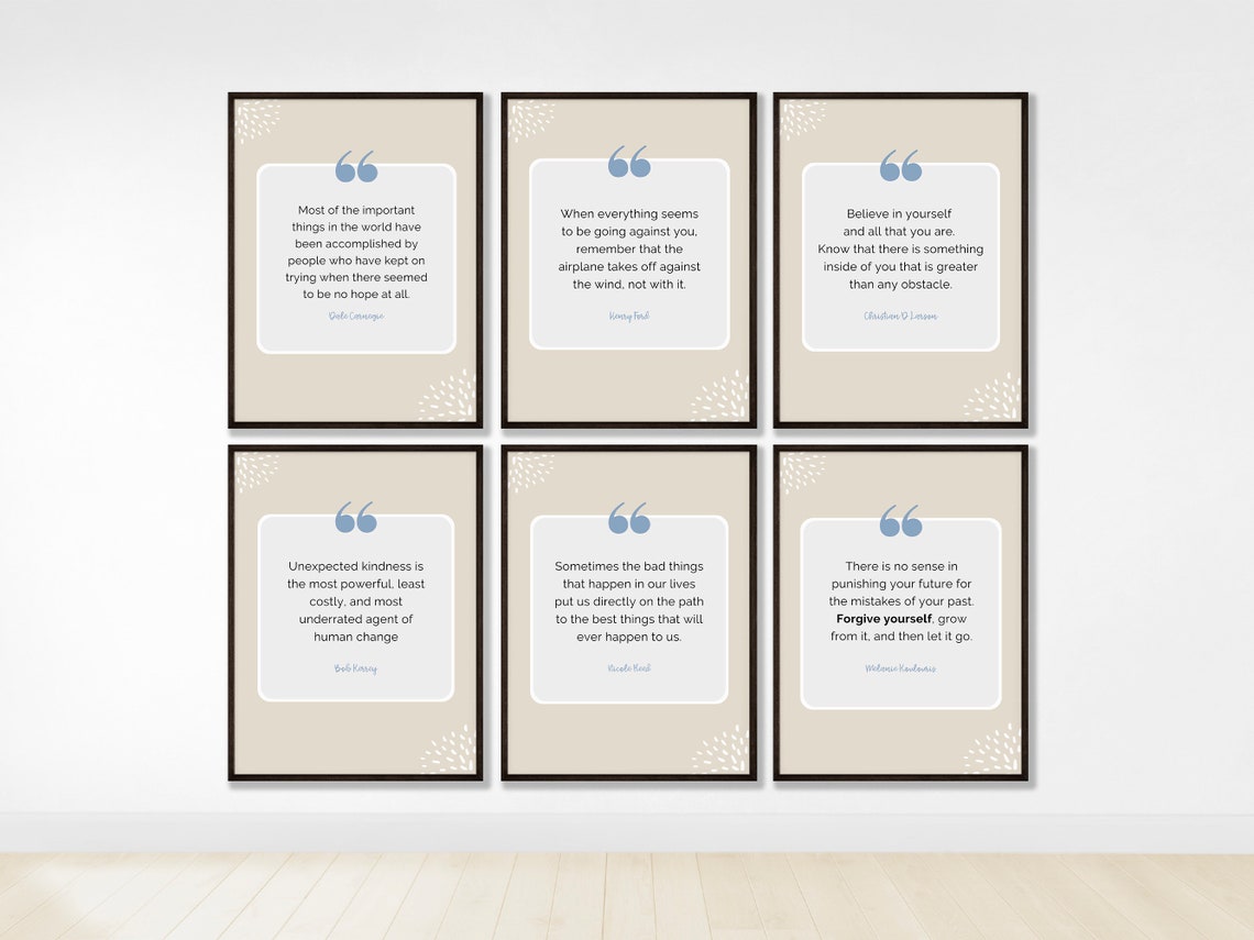 Inspirational Quote Set Of 6 Gallery Wall Art Motivational Decor