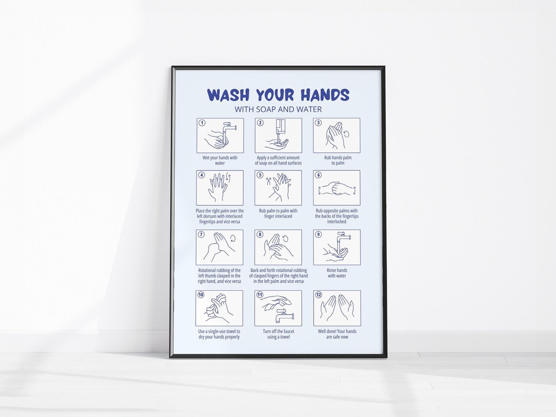 How To Wash Your Hands Bathroom Hygiene Art Print
