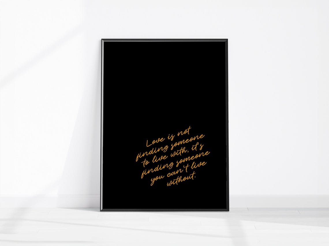Love Is Not Finding Someone Romantic Gold Script Black Poster