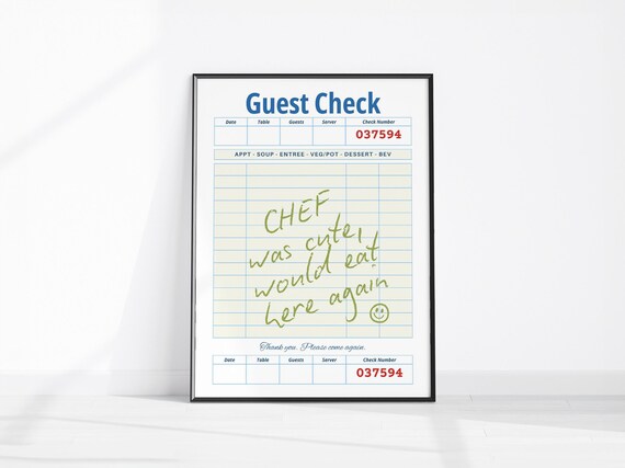 Chef Was Cute Would Eat Here Again Wall Art Funny Print Kitchen Hallway Posters Poster Wife Gift