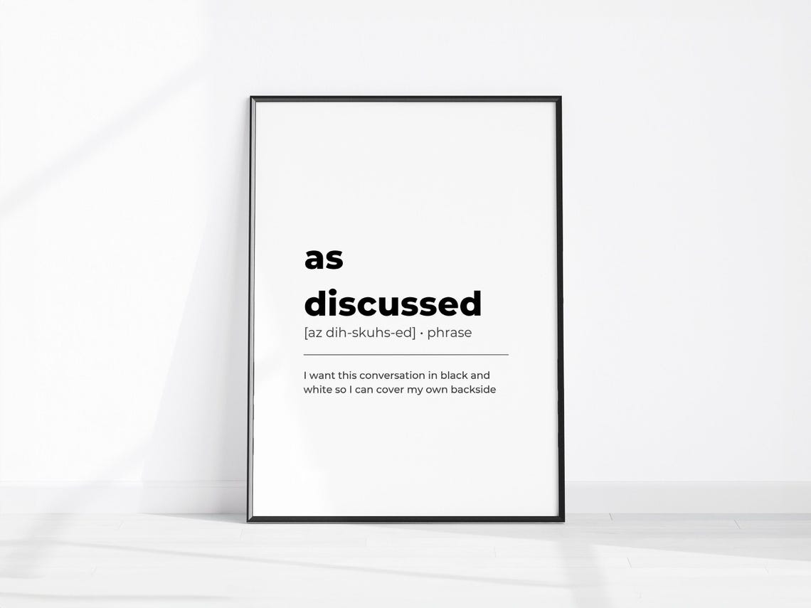 As Discussed Funny Office Dictionary Definition Desk Poster Art