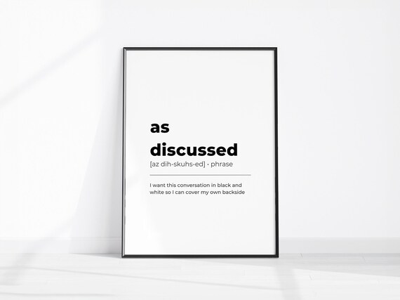 As Discussed Funny Office Dictionary Definition Desk Poster Art