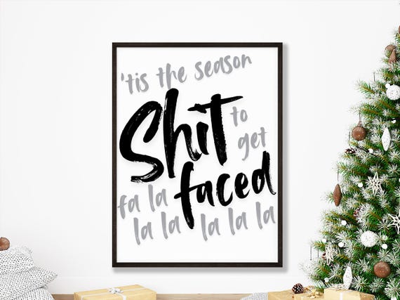 Permanently On Santas Naughty List Funny Christmas Quote Wall Art Print Fun Xmas Hallway Decoration Decor