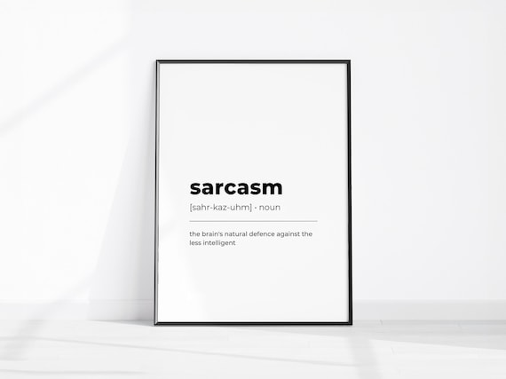 Sarcasm Dictionary Definition Funny Office Brain Defence Quote Poster