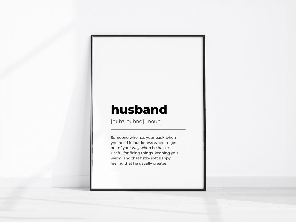 Husband Dictionary Definition Meaning Minimalist Black White Poster