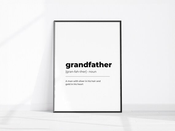 Grandfather Dictionary Definition Noun Poster Minimalist Family Gift Wall Decor