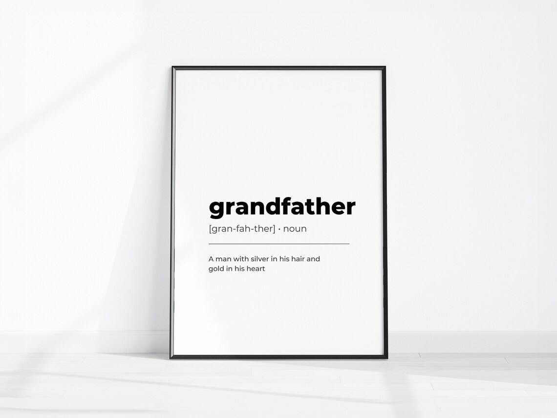 Grandfather Dictionary Definition Noun Poster Minimalist Family Gift Wall Decor