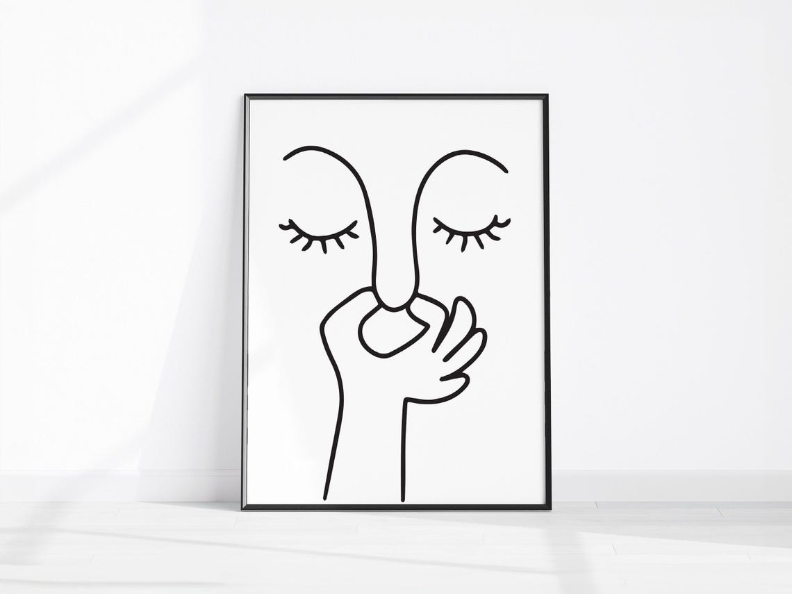 Minimalist Line Art Face Bad Smell Funny Bathroom Quote Poster