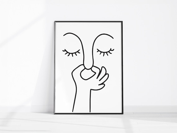 Minimalist Line Art Face Bad Smell Funny Bathroom Quote Poster