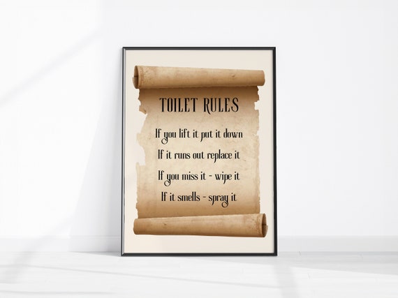 Funny Toilet Rules Wall Art Above Loo Sign Fun Bathroom Decor Instant Print If You Lift It Put Down