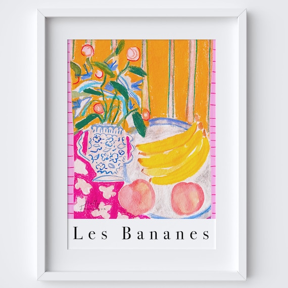 Les Bananes Watercolor Still Life Kitchen Art Print