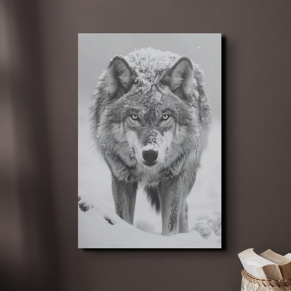 Wolf Walking In The Snow Art Print, Nature Wall