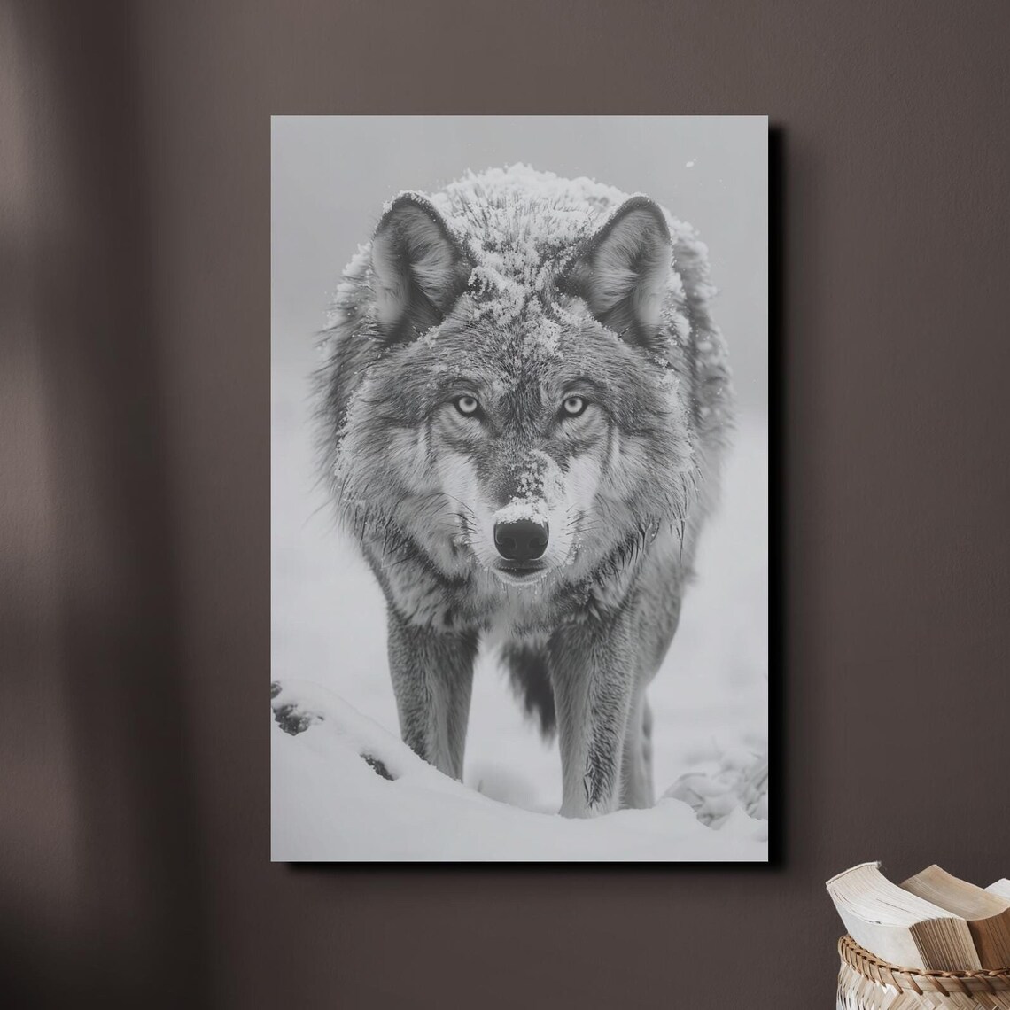 Wolf Walking In The Snow Art Print, Nature Wall