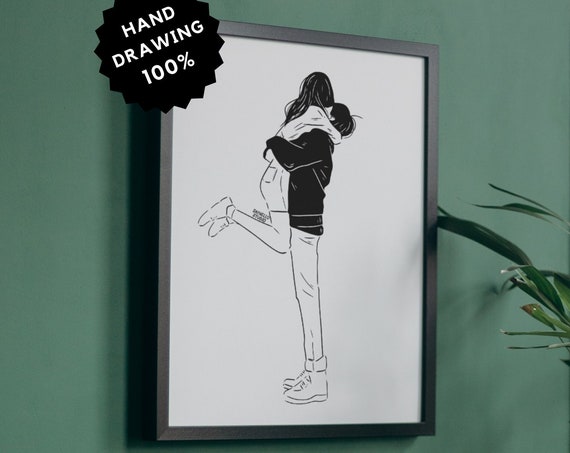 Custom Minimalist Portrait Art Commission Unique And Personalized Gift For Loved Ones Line Drawing From Photo Illustration