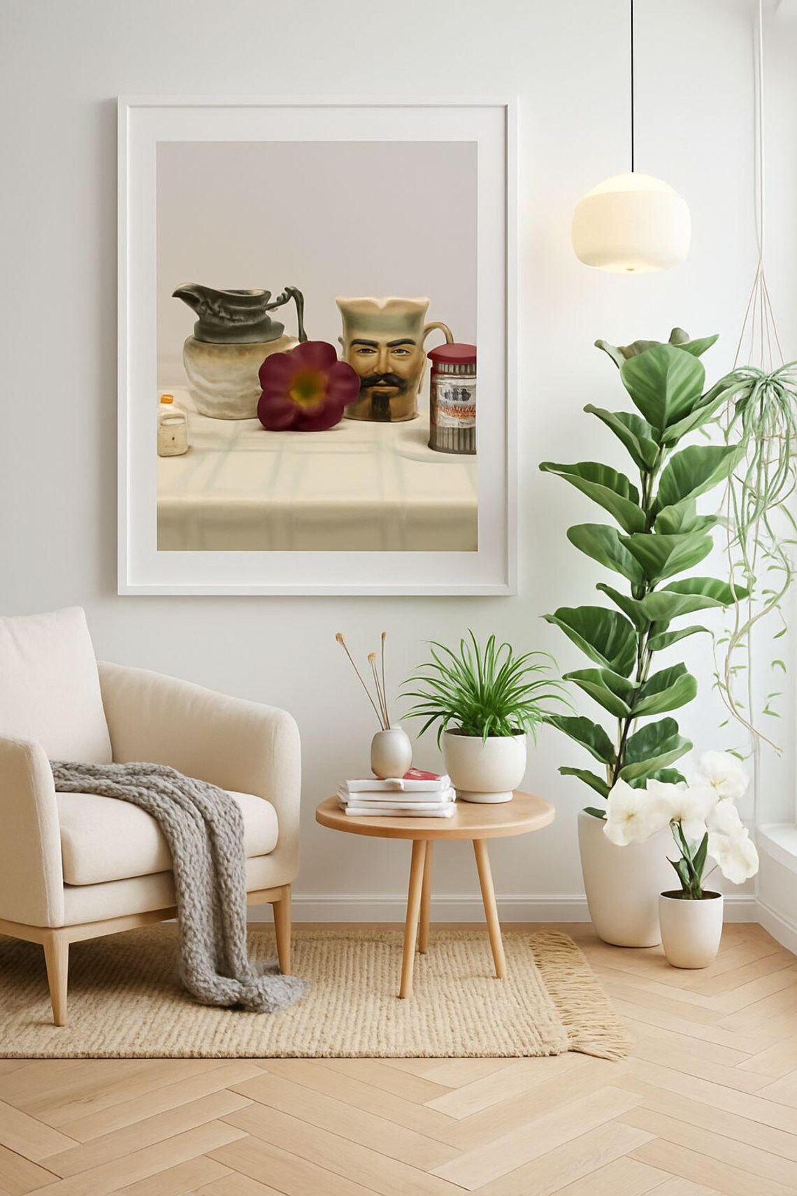 Memories of My Father Still Life Face Pitcher Floral Poster Art