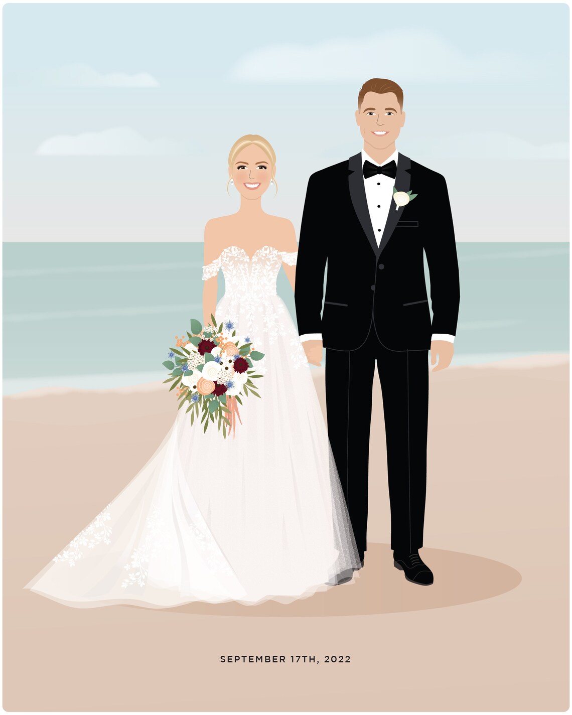 Custom Wedding Portrait, 1st Anniversary Gift - Image 5