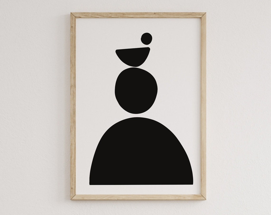 Mid Century Modern Wall Art Neutral Abstract Geometric Home Decor Black White Minimal Gallery Art Boho Home Decor