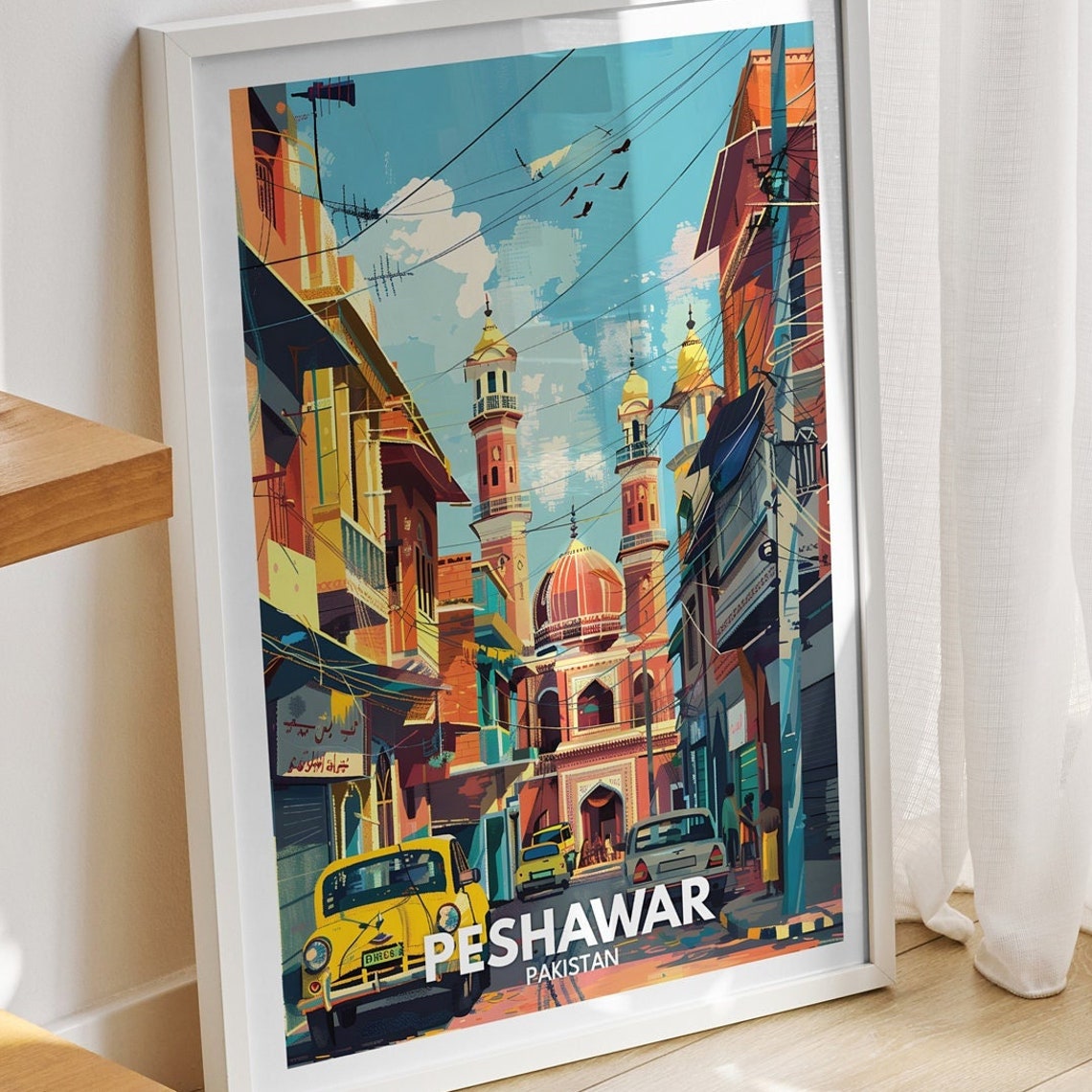 Peshawar Travel Print Pakistan Peshawar Travel Poster Pakistan Travel Poster Pakistan Cityscape Wall Art Unique City Decor