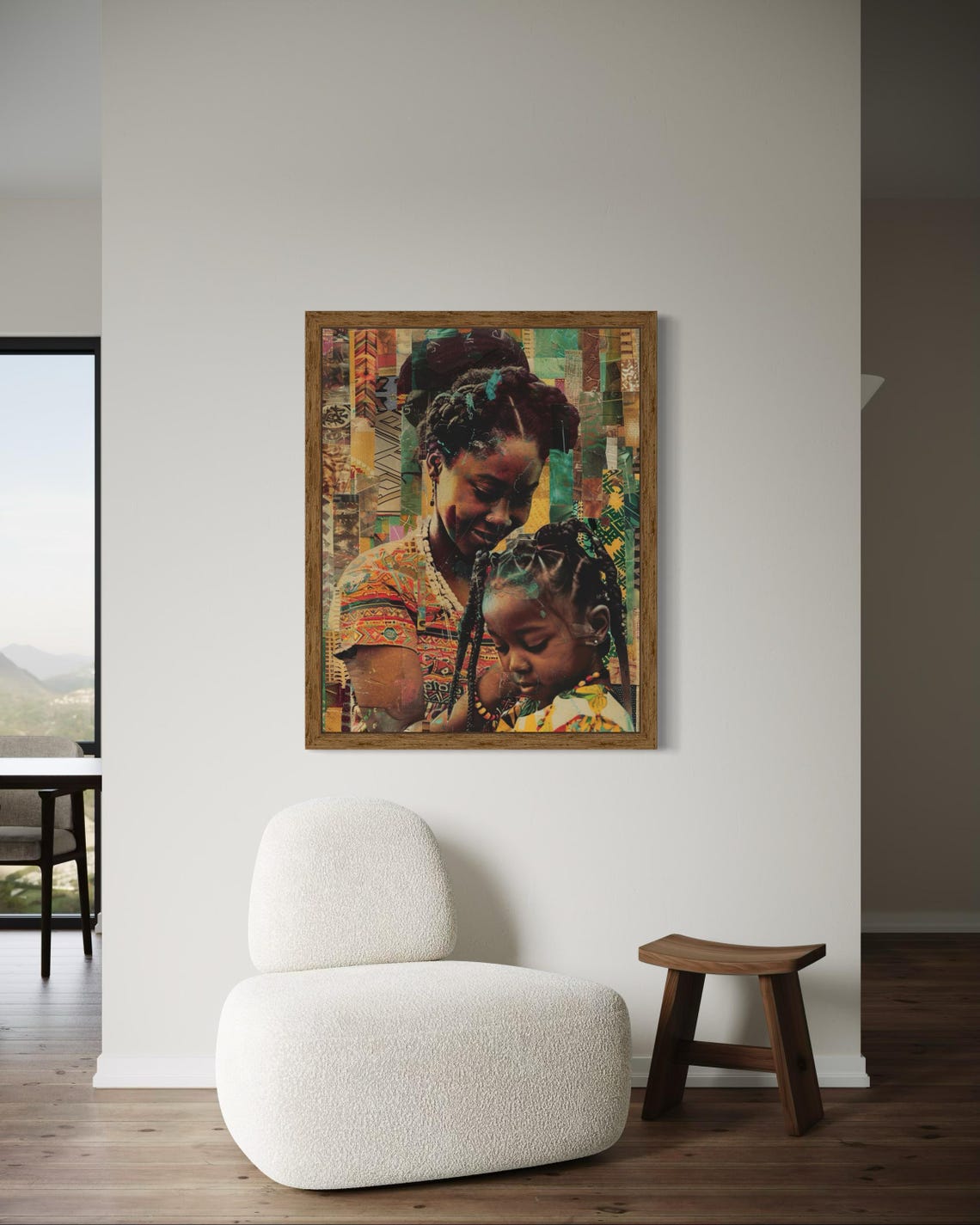 African Mother And Child Textured Collage Heritage Art Poster - Image 3