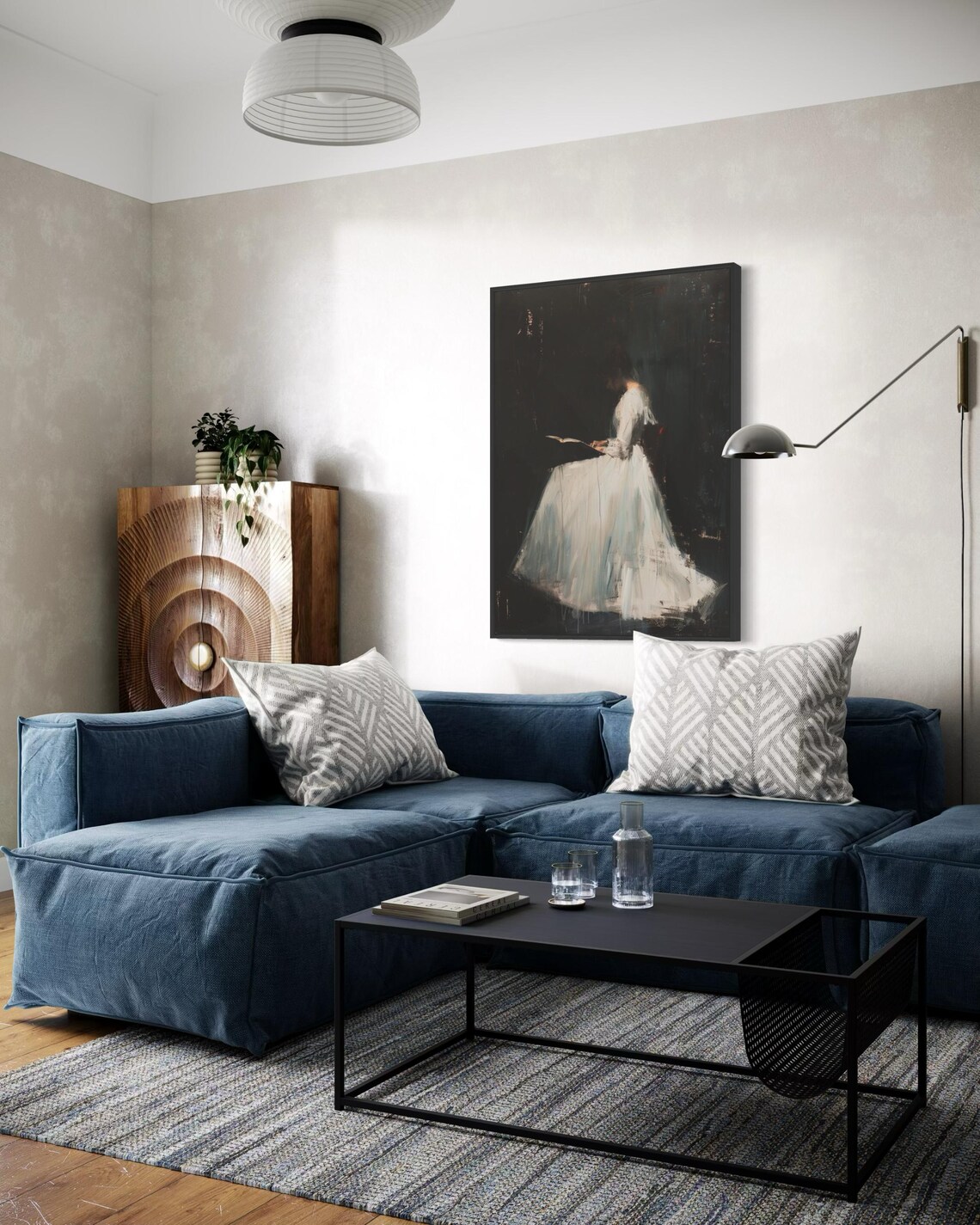 Elegant Woman Reading Dark Moody Painting Vintage Minimalist Art Print - Image 7