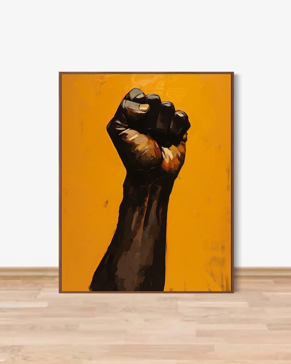 Raised Hand Afrocentric Artwork Men Black Power Symbol African Black Power Fist Poster Instant Wall Art