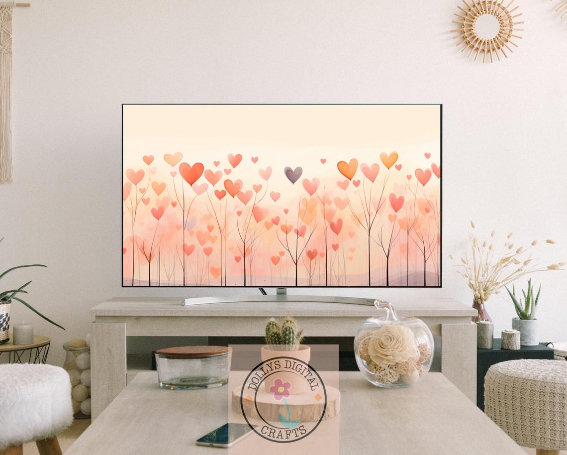 Pastel Hearts Field Whimsical Love Trees Sweet Dream Poster Home Decor - Image 3