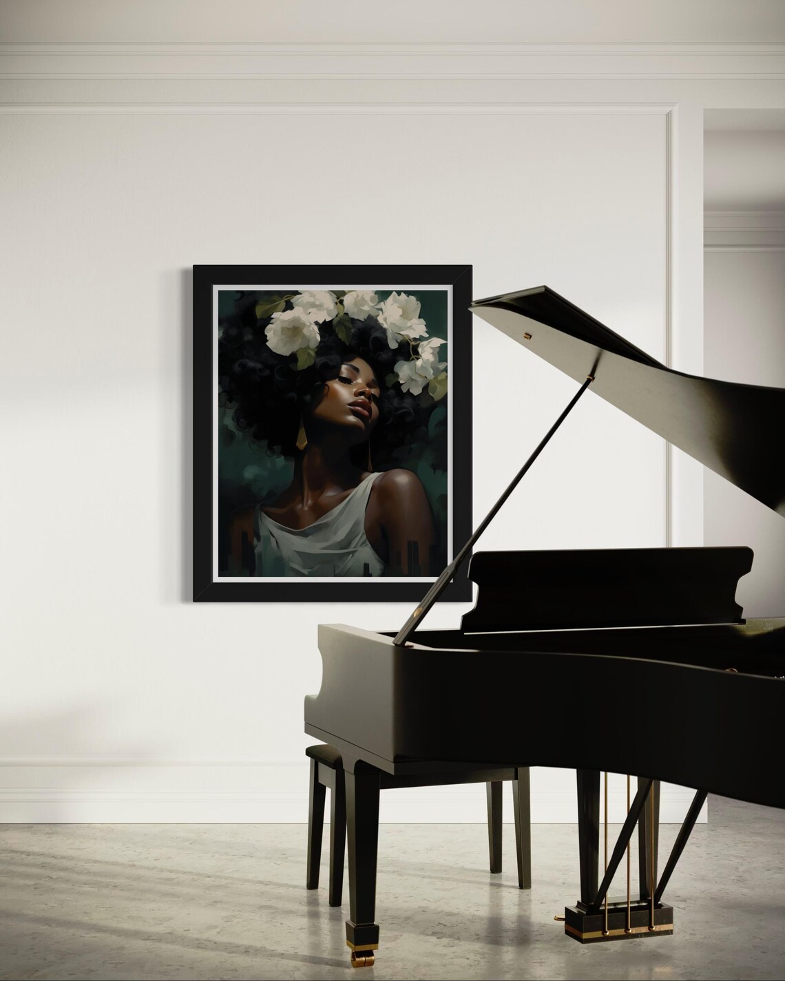 Black Woman Floral Art Print, Afrocentric Portrait - Image 6