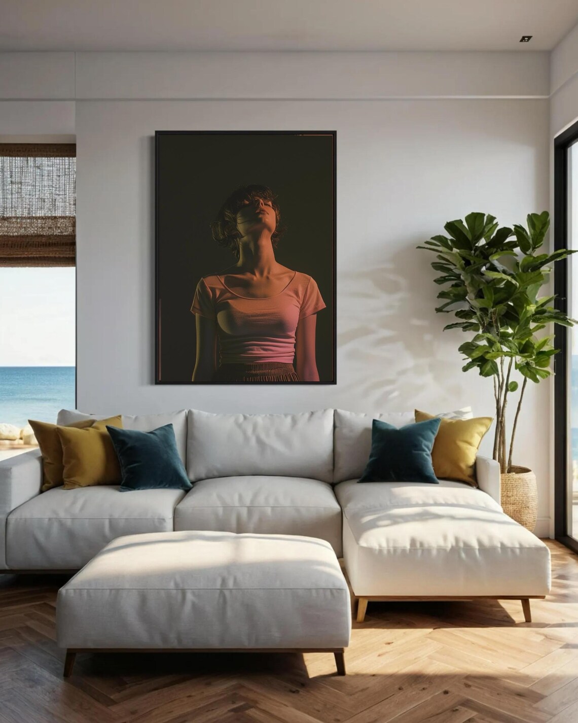 Lonely Woman in Cinematic Darkness Moody Portrait Dark Art Poster - Image 4