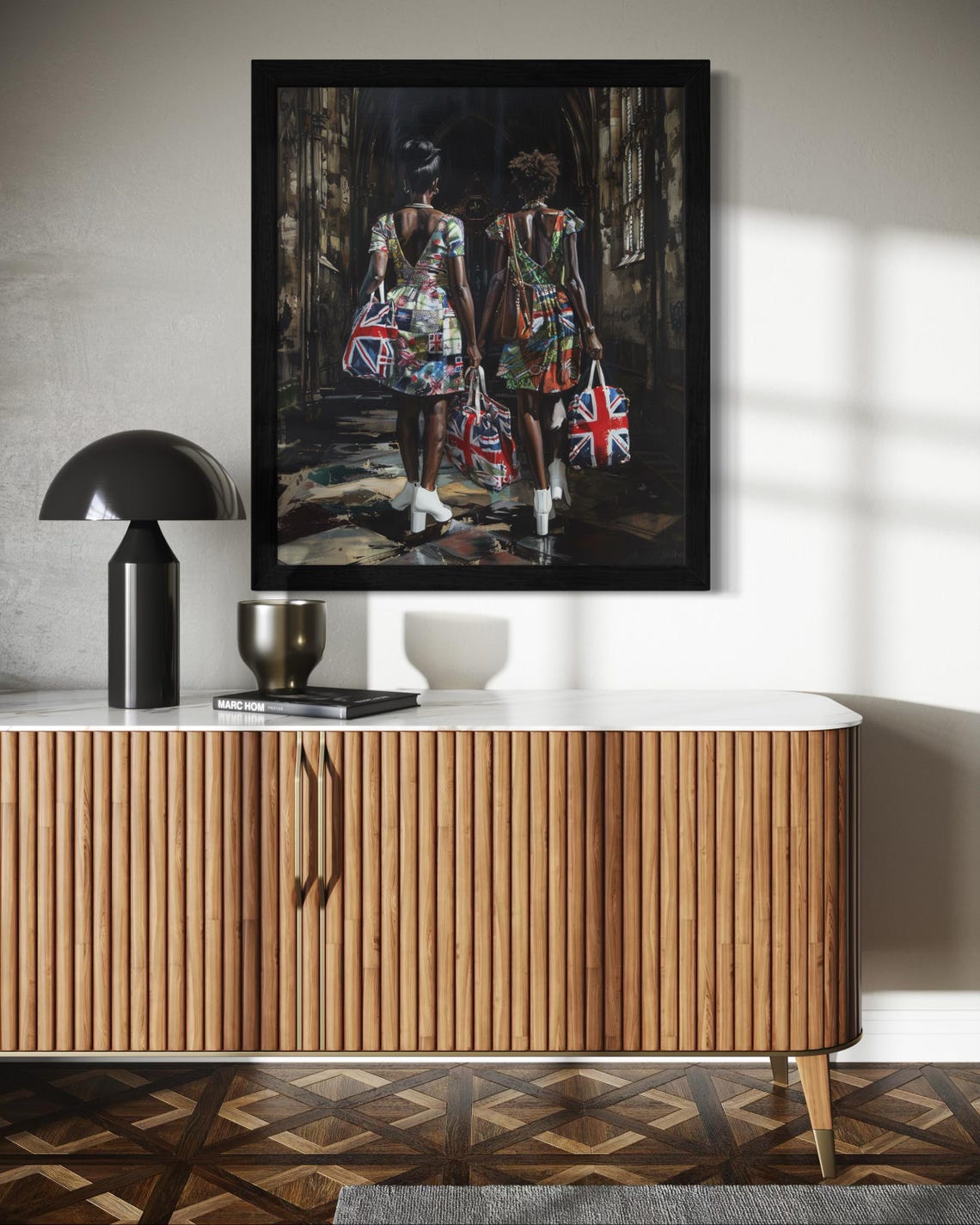 British Union Jack Fashion Painting Two Women Cathedral Poster - Image 3