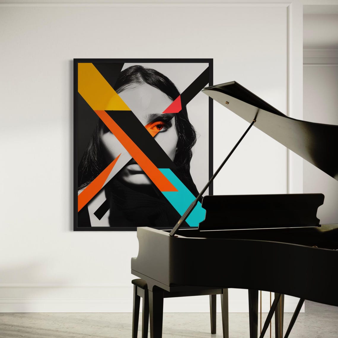 Abstract Geometric Stripes Woman Face Graphic Modern Poster Home Decor - Image 7