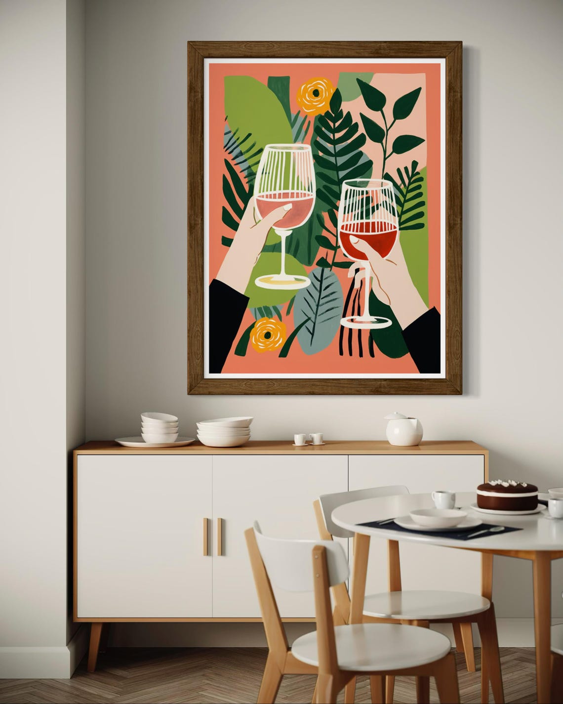 Cheers Wine Toast Botanical Illustration Tropical Kitchen Poster - Image 7
