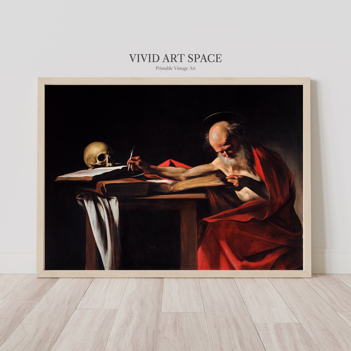 Caravaggio Saint Jerome Writing Skull Baroque Painting Poster - Image 2