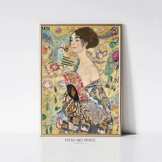 Gustav Klimt Lady With Fan Art Nouveau Art Print