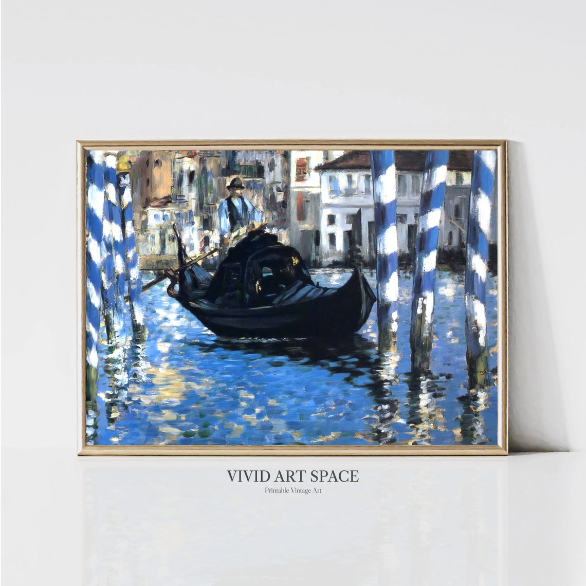 Manet Grand Canal Venice Gondola Bright Striped Poles Poster